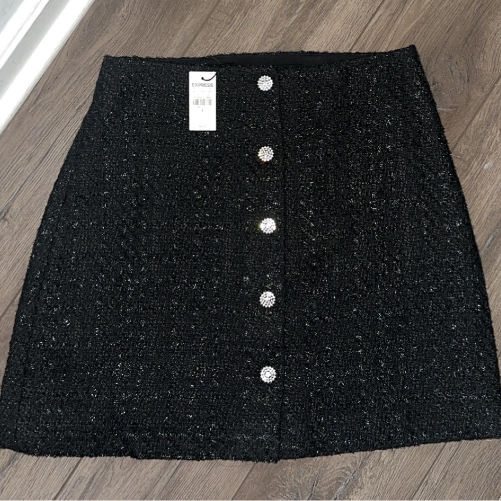 Express Black Mini Skirt with Button Accents